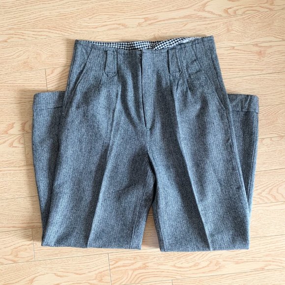 Vintage Pants - Herringbone Vintage Wide Leg Pants Trouser Size 29